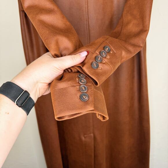 NWOT Free People Carmen Vegan Suede Chutney Long Duster Trench Coat Jacket XS - Picture 7 of 15